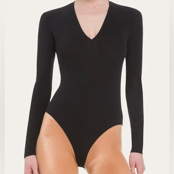 London Rose, Black, V-neck body suit, Large - Picture 3 of 6